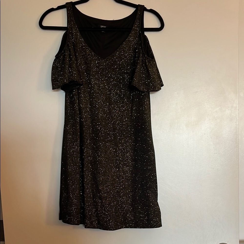 Black sparkly cold shoulder mini dress size 2